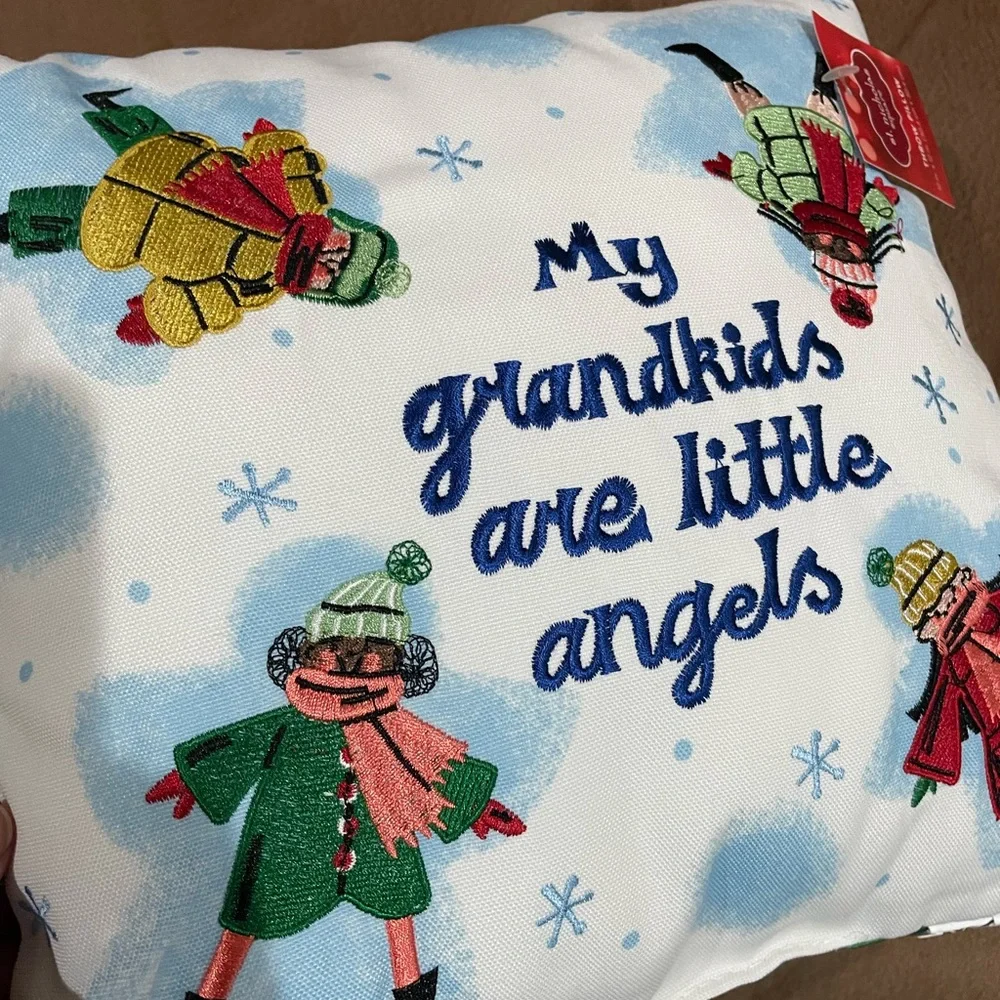 Angel Grandkids Mini Pillow 12x12 NWT